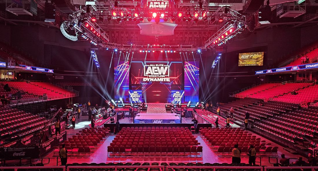 A crowd watching AEW Dynamite inside the Liacouras Center in Philadelphia
